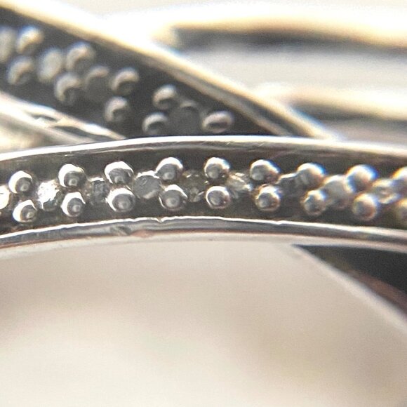 Sterling Silver 925 Black White Diamond Crossover Multi Band Ring Sz 6.5 - Picture 6 of 16